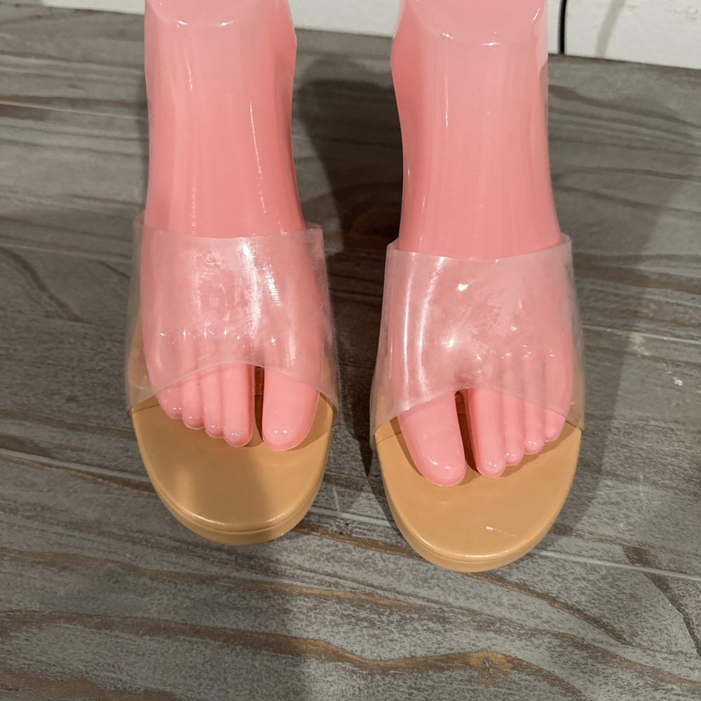 CAPE ROBBIN Angelic CLEAR SLIP ON Block Heels Sandal WOMEN Size 10
